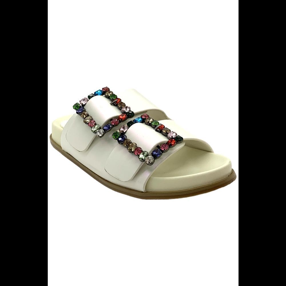Shu Shop Women's Shoes Brittany Sandal w/Crystal Detail White - Medium